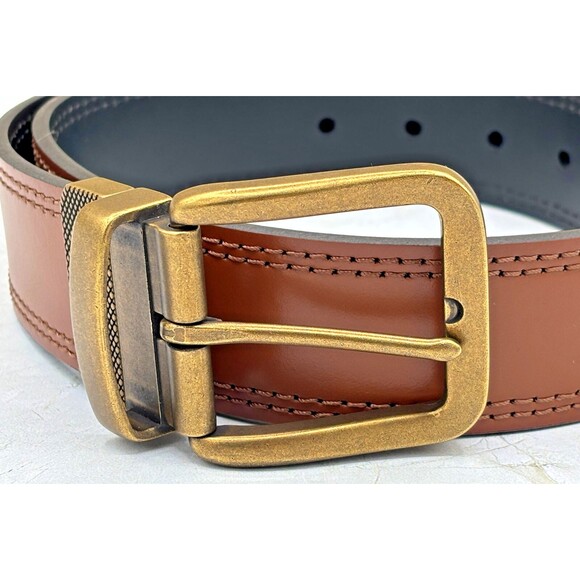 Daniel Cremieux Reversible Leather Belt Tan/Black Double Stitched Size 32/80 EUC - Picture 4 of 14